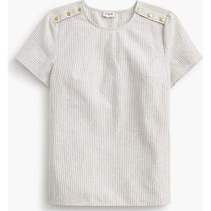 NWT J. Crew Sparkle Striped linen-blend button-shoulder shirt size large